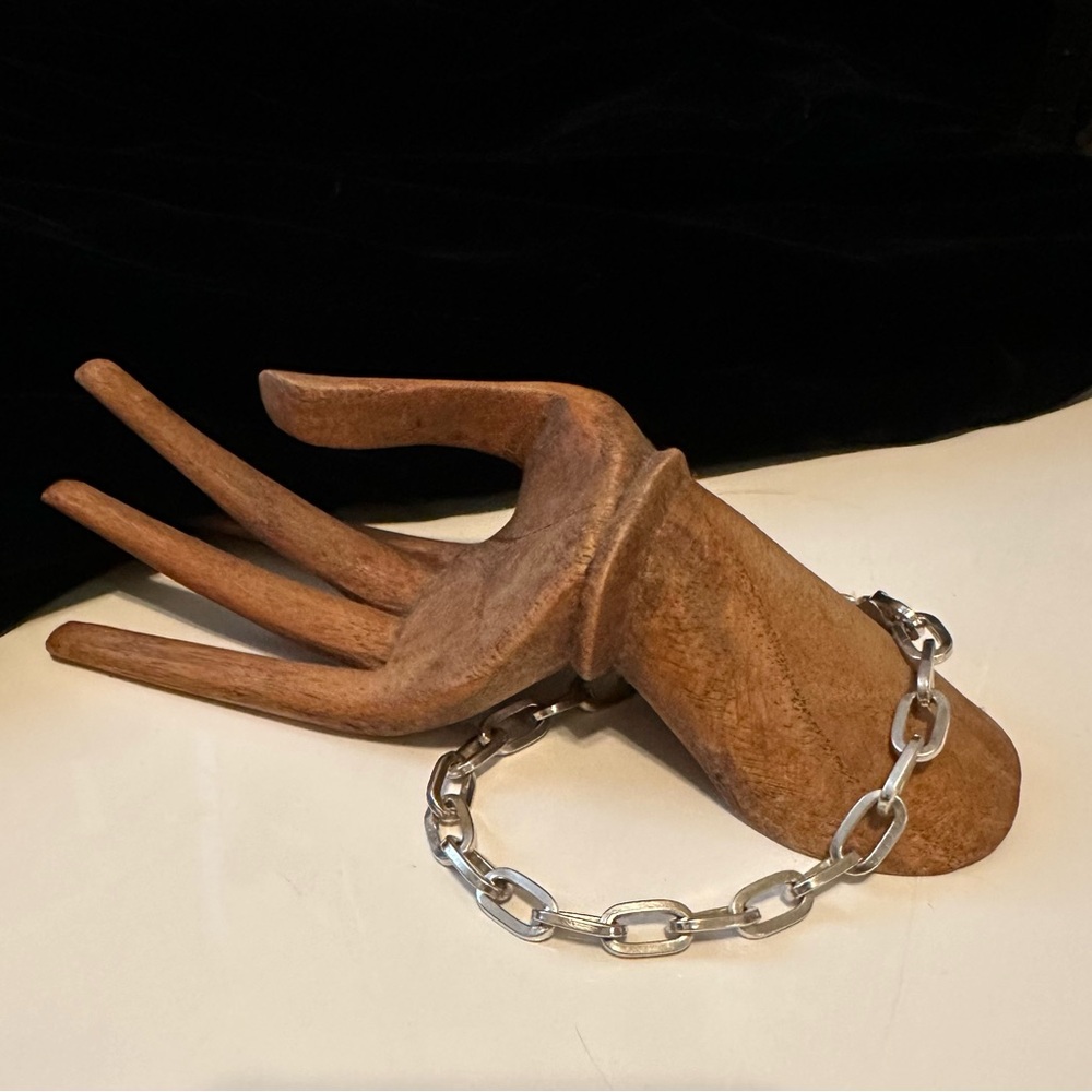 Solid Sterling Silver ‘Paper Clip’ Chain Bracelet - image 1